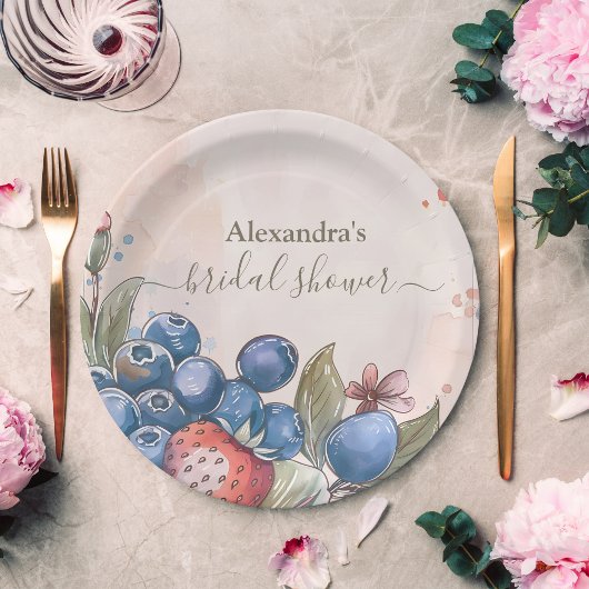 シックベリースイートストロベリーブライダルシャワー ペーパープレート