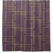 シックベリーマウヴ&金ゴールド幾何学模様 シャワーカーテン (正面)