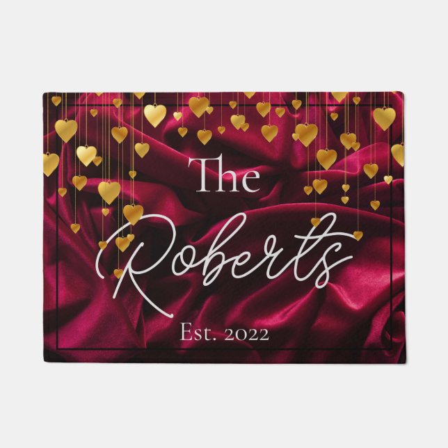 シックベルベット金ゴールド引っ越し祝いパーティー |新しいホーム |ようこそ ドアマット (正面)