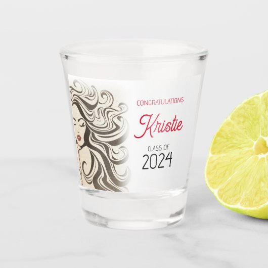 シックベージュ美容師卒業パーティーレトロ ショットグラス (正面)