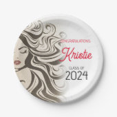 シックベージュ美容師卒業パーティーレトロ ペーパープレート (正面)