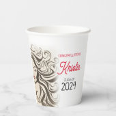 シックベージュ美容師卒業パーティーレトロ 紙コップ (裏面)