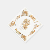 シックベージュ&金ゴールドバシネカスタム スタンダードカクテルナプキン (角)