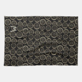 シックホリデーシーズンカスタム金ゴールドパターン キッチンタオル (横)