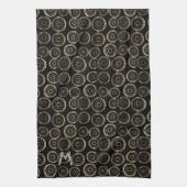 シックホリデーシーズンカスタム金ゴールドパターン キッチンタオル (縦)