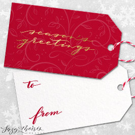 シックホリデーレッドと金ゴールドギフトラベル ギフトタグ