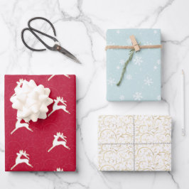 シックホリデーレッドブルーと金ゴールドラッピングシート ラッピングペーパーシート