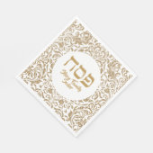 シックホワイトと金ゴールドグリッターカスタムパゾーバー スタンダードランチョンナプキン (角)