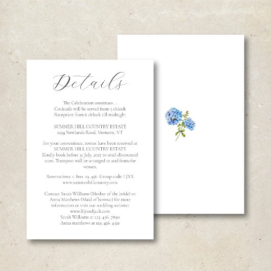 シックホワイトアジサイ |の結婚詳細情報カード サンキューカード