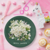 シックホワイトアジサイ&バタフライブライダルシャワー ペーパープレート (パーティー)