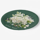 シックホワイトアジサイ&バタフライブライダルシャワー ペーパープレート (アングル)