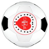 シックホワイトグレーイニシャルレターモノグラム赤いハート サッカーボール (回転)