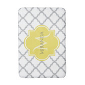 シックホワイトグレークローバー黄モノグラムの色名 バスマット (正面縦)