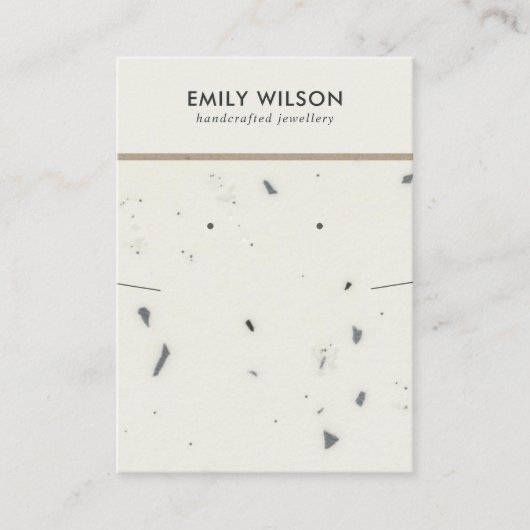 シックホワイトグレーテラゾネックレスイヤリングディスプレイ 名刺 (正面)