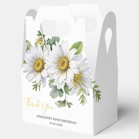 シックホワイトデイジーフローラグリーナリー誕生日 フェイバーボックス (オープン)