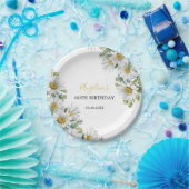 シックホワイトデイジーフローラグリーナリー誕生日 ペーパープレート (パーティー)