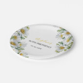 シックホワイトデイジーフローラグリーナリー誕生日 ペーパープレート (アングル)