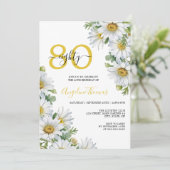 シックホワイトデイジーフローラグリーナリー誕生日 招待状 (スタンド正面)