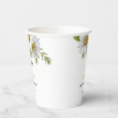 シックホワイトデイジーフローラグリーナリー誕生日 紙コップ (左)