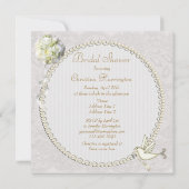 シックホワイトドーブペイズリーレースブライダルシャワー 招待状 (裏面)