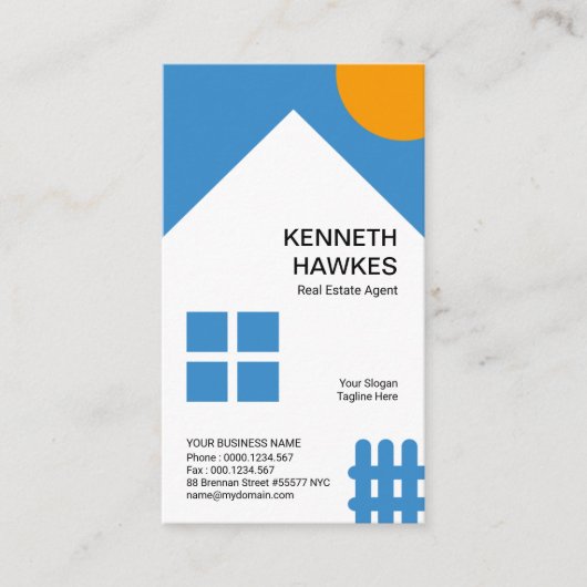 シックホワイトハウスオレンジサンピケットフェンス不動産仲介業者 名刺 (正面)