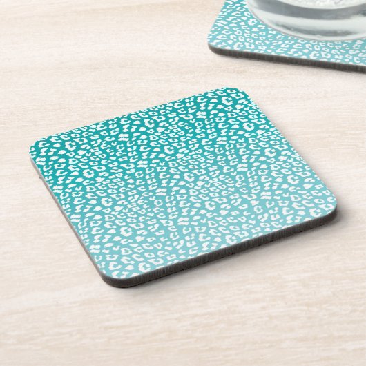 シックホワイトヒョウのスポットオンターコイズ コースター (左側)