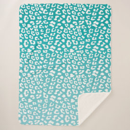 シックホワイトヒョウのスポットオンターコイズ シェルパブランケット