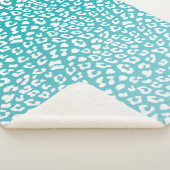 シックホワイトヒョウのスポットオンターコイズ シェルパブランケット (3/4)