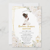 シックホワイトフローラバプテスマ祈《キリスト教》洗礼式や命名式ズガール 招待状 (正面)