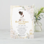 シックホワイトフローラバプテスマ祈《キリスト教》洗礼式や命名式ズガール 招待状 (スタンド正面)