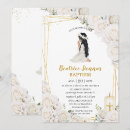 シックホワイトフローラバプテスマ祈《キリスト教》洗礼式や命名式ズガール 招待状
