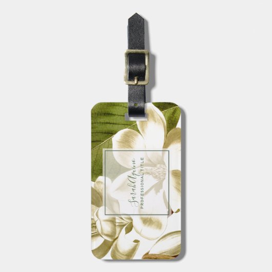 シックホワイトマグノリアスフローラ ラゲッジタグ (正面縦)