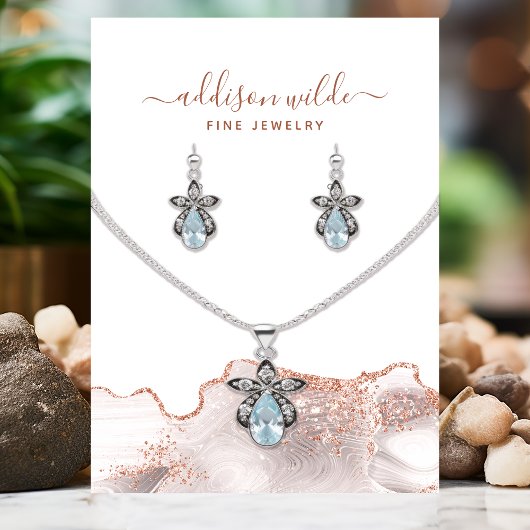 シックホワイトマーブルアゲートバラ金ゴールドグリッタージュエリー 名刺