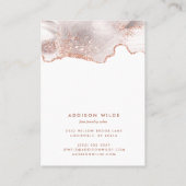 シックホワイトマーブルアゲートバラ金ゴールドグリッタージュエリー 名刺 (裏面)