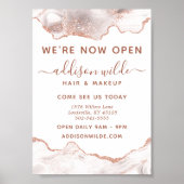 シックホワイトマーブルアゲートバラ金ゴールドグリッタービジネス ポスター (正面)