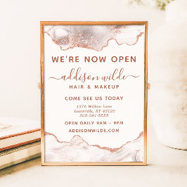 シックホワイトマーブルアゲートバラ金ゴールドグリッタービジネス ポスター