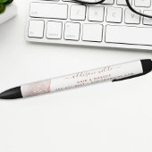 シックホワイトマーブルアゲートバラ金ゴールドグリッタービジネス 黒ボールペン