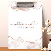 シックホワイトマーブルアゲートバラ金ゴールドグリッター クリップボード