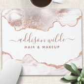 シックホワイトマーブルアゲートバラ金ゴールドグリッター マウスパッド