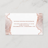 シックホワイトマーブルアゲートバラ金ゴールドグリッター ロイヤリティカード (裏面)