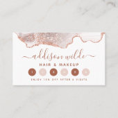 シックホワイトマーブルアゲートバラ金ゴールドグリッター ロイヤリティカード (正面)