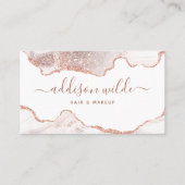 シックホワイトマーブルアゲートバラ金ゴールドグリッター 名刺 (正面)