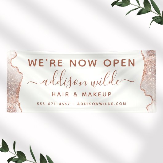 シックホワイトマーブルアゲートバラ金ゴールドビジネス 横断幕