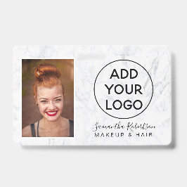 シックホワイトマーブルロゴ従業員のフォトパス バッジ