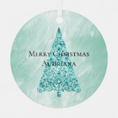 シックホワイトミントクリスマスツリーグリッター メタルオーナメント (正面)