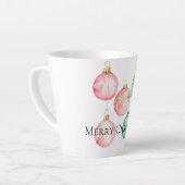 シックホワイトミントピンク金ゴールドクリスマスオーナメント カフェラテマグ (左アングル)