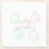 シックホワイトミントピンク金ゴールドクリスマスオーナメント ガラスコースター (裏面)