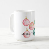 シックホワイトミントピンク金ゴールドクリスマスオーナメント コーヒーマグカップ (正面左)