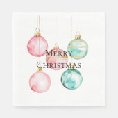 シックホワイトミントピンク金ゴールドクリスマスオーナメント スタンダードランチョンナプキン (正面)