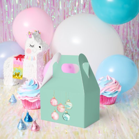 シックホワイトミントピンク金ゴールドクリスマスオーナメント フェイバーボックス (パーティー)